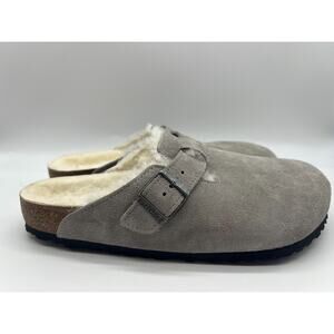 Birkenstock Boston Shearling Stone Coin Suede Leather Men Size 9.